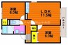 セゾン平野 2LDKの間取り