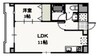 フォンティーヌ弓之町 1LDKの間取り