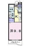 ハーモニー　２１ 1Kの間取り