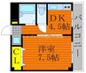 プラーナ富町 1DKの間取り