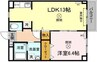 エスポワール大安寺 1LDKの間取り