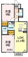 ラウレア福田　A棟 2LDKの間取り