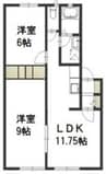 ベルリード平野Ａ 2LDKの間取り