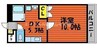 サニーコスモⅡ 1DKの間取り