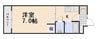 伊福ビューアレイ 1Kの間取り