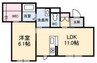 グランマスト西崎　Ａ棟 1LDKの間取り