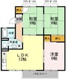 サンライズ原田Ａ棟 3LDKの間取り
