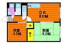 シャトー田益 2DKの間取り