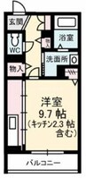 エルミタージュ 1Rの間取り