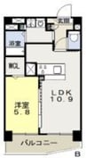 アリビオ高柳 1LDKの間取り