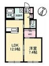 コーポ　カノン　B棟 1LDKの間取り