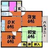 ビューバレー原田 2LDKの間取り