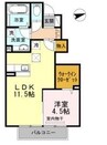 ルピナス高柳東町３ 1LDKの間取り