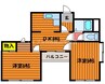 シャインブライト桑田 2DKの間取り