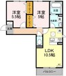 セカンドコート　B棟 2LDKの間取り