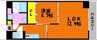 ハアラン表町 1LDKの間取り