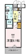 フォレスタ岡山医大南 1Kの間取り