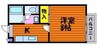 GB奥田 1Kの間取り