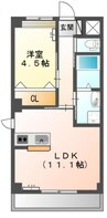 ディアコート下伊福 1LDKの間取り