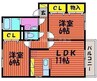 メルベーユコート　Ｄ棟 2LDKの間取り