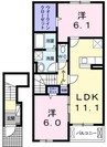 サンシャインヒルズ 2LDKの間取り