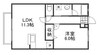 ガスパール 1LDKの間取り
