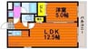 サウスコート西市 1LDKの間取り