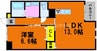 ZEUS岡山北 1LDKの間取り