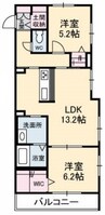 ツアンガーデン　Ａ棟 2LDKの間取り