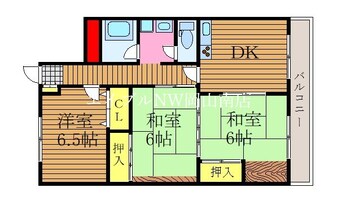 間取図 山陽本線（中国）/岡山駅 バス35分福富西二丁目下車:停歩9分 3階 築48年