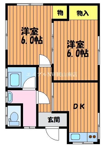 間取図 宇野線<宇野みなと線>/備前西市駅 徒歩76分 1階 築53年