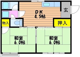 間取図 宇野線<宇野みなと線>/大元駅 徒歩3分 2階 築37年