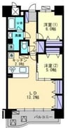 宇野線<宇野みなと線>/備前西市駅 徒歩7分 7階 築16年 2LDKの間取り