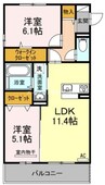 宇野線<宇野みなと線>/備前西市駅 徒歩8分 2階 築6年 2LDKの間取り