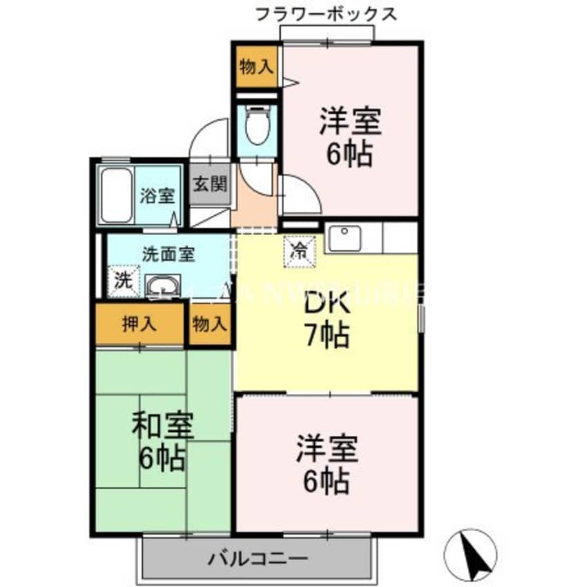 間取図 宇野線<宇野みなと線>/備前西市駅 徒歩14分 2階 築28年