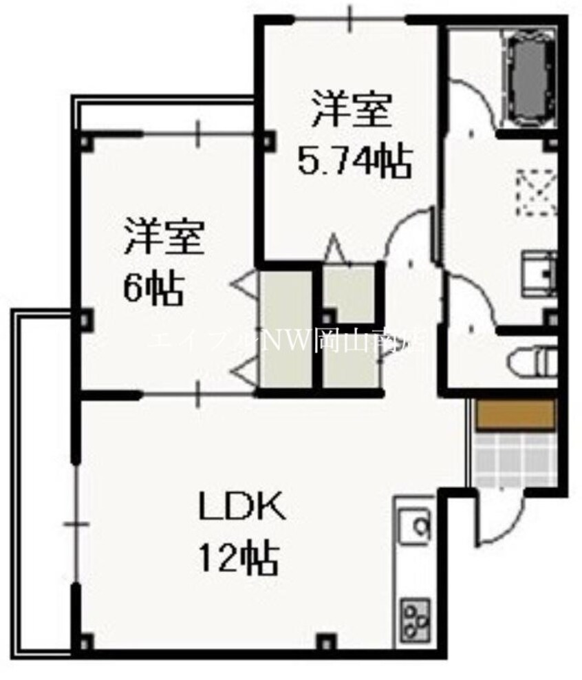 間取図 宇野線<宇野みなと線>/備前田井駅 徒歩12分 3階 築18年