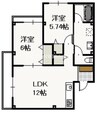 宇野線<宇野みなと線>/備前田井駅 徒歩12分 3階 築18年 2LDKの間取り