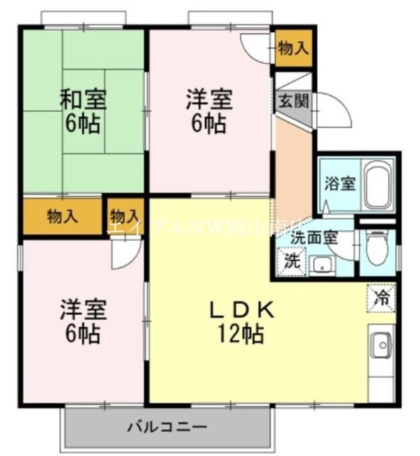 間取図 宇野線<宇野みなと線>/備前西市駅 徒歩14分 2階 築35年