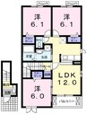 宇野線<宇野みなと線>/備前田井駅 徒歩15分 2階 築12年 3LDKの間取り