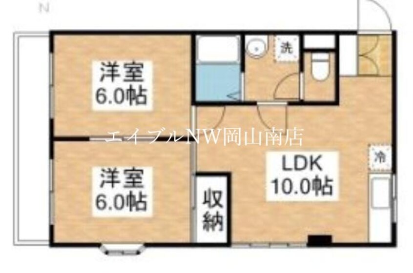 間取図 山陽本線（中国）/岡山駅 バス25分洲崎下車:停歩9分 4階 築33年