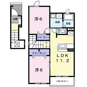 間取図 宇野線<宇野みなと線>/備前田井駅 徒歩20分 2階 築17年