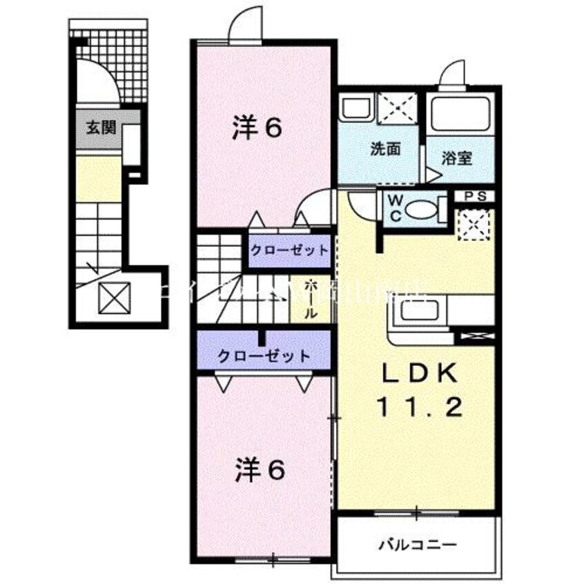 間取図 宇野線<宇野みなと線>/備前田井駅 徒歩20分 2階 築17年