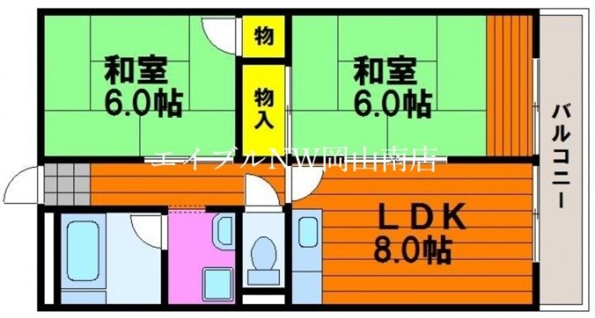 間取図 岡山市電清輝橋線<岡山電気軌道>/清輝橋駅 徒歩19分 3階 築48年