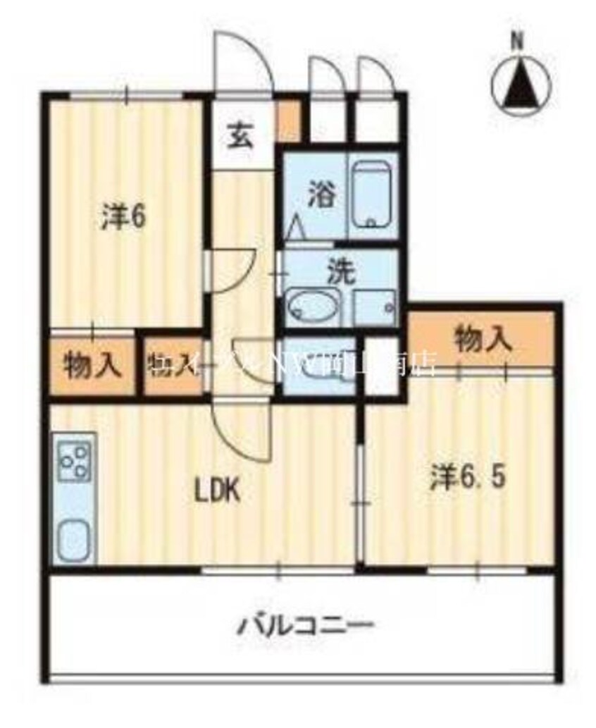 間取図 山陽本線（中国）/岡山駅 徒歩10分 5階 築44年