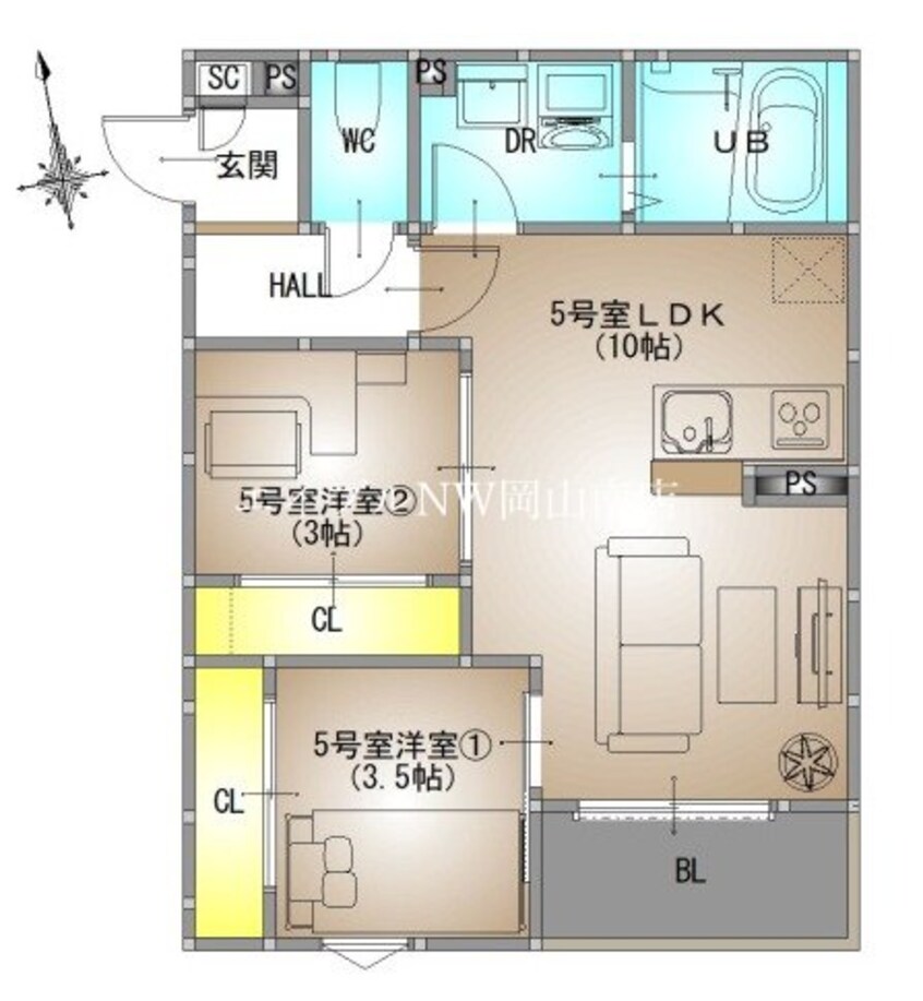 間取図 岡山市電清輝橋線<岡山電気軌道>/清輝橋駅 徒歩13分 3階 建築中