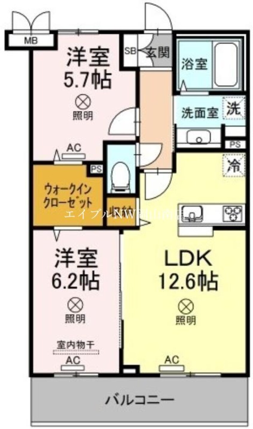 間取図 津山線/法界院駅 徒歩6分 3階 築3年