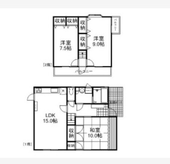 間取図 山陽本線（中国）/岡山駅 バス25分浜野入り口下車:停歩10分 2階 築44年