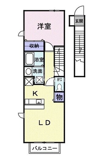 間取図 宇野線<宇野みなと線>/茶屋町駅 徒歩12分 2階 築18年