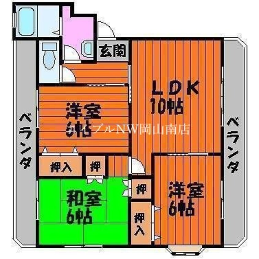 間取図 山陽本線（中国）/岡山駅 バス25分社宅前バス停下車:停歩3分 1階 築25年