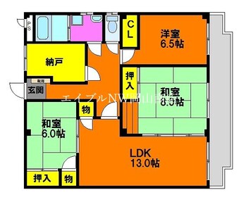 間取図 宇野線<宇野みなと線>/大元駅 徒歩10分 2階 築35年